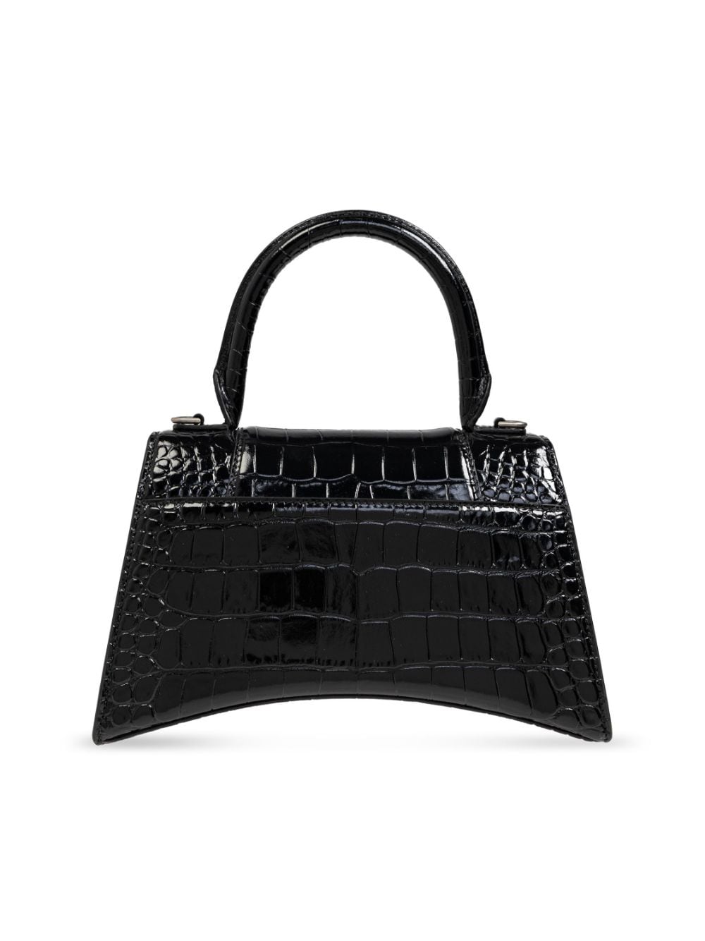 Balenciaga Black Croc-Embossed Hourglass Top Handle Bag image 6