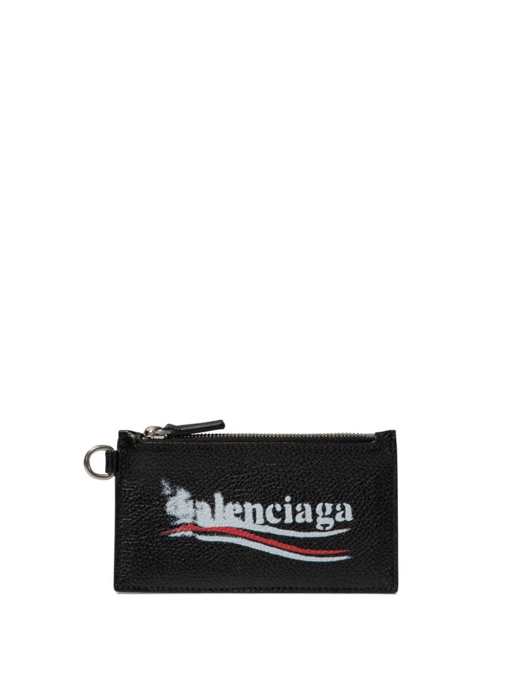 Balenciaga Black Calf Leather Logo Print Wallet image 0