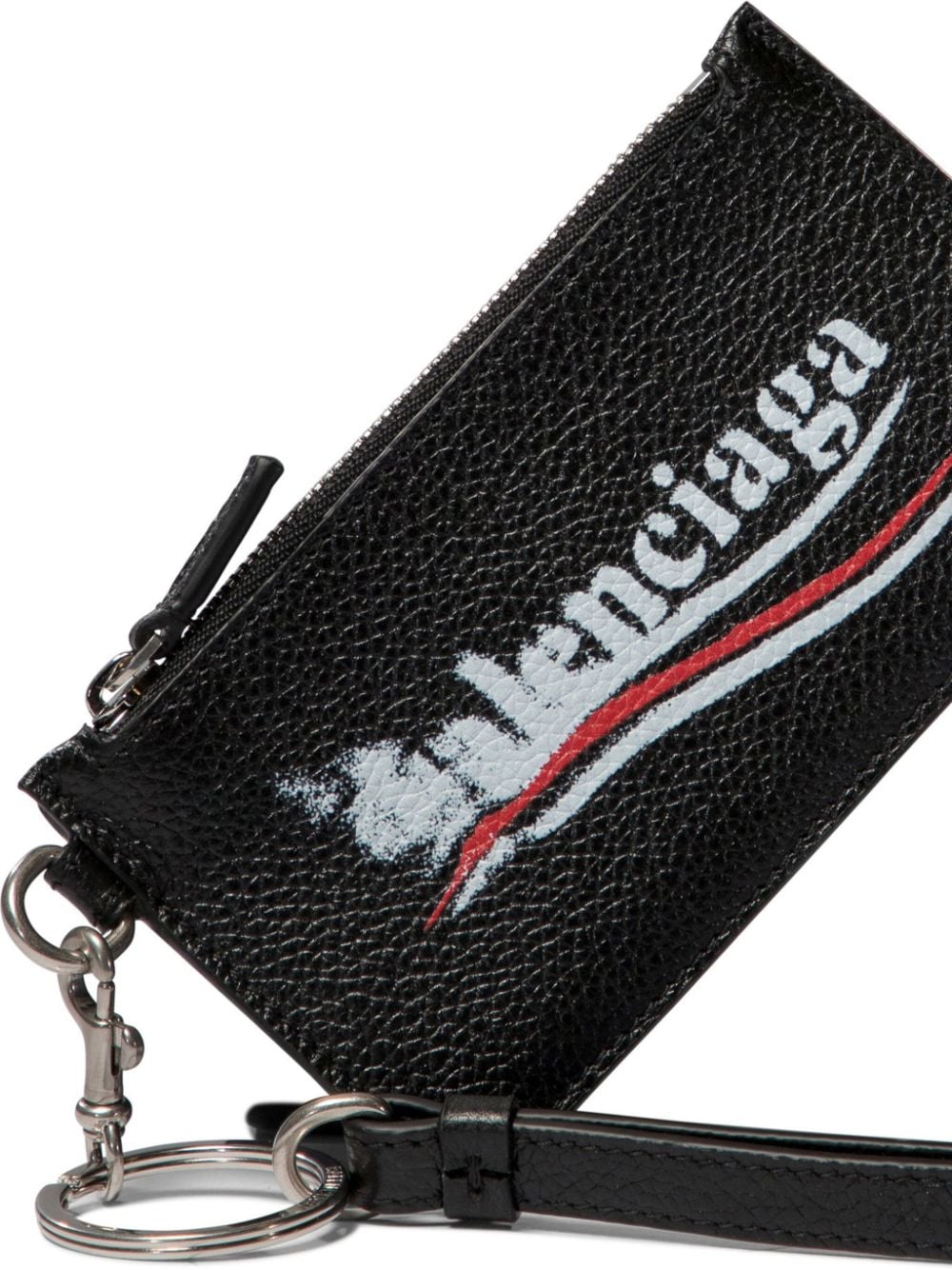 Balenciaga Black Calf Leather Logo Print Wallet image 3