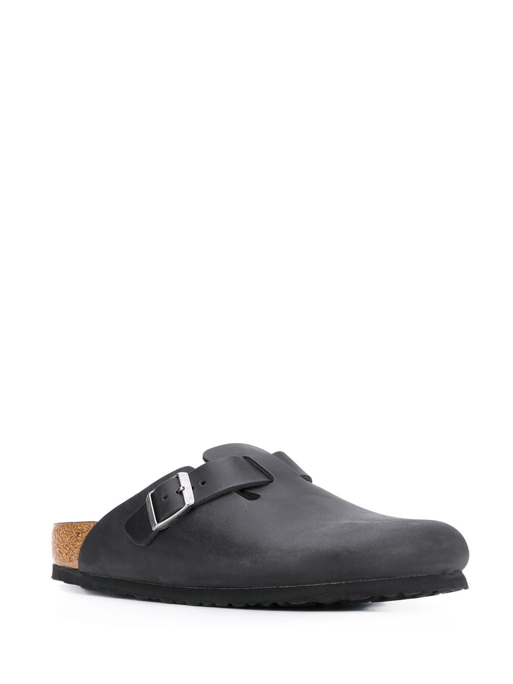 Birkenstock Black Leather Sandals with Embossed Logo image 3