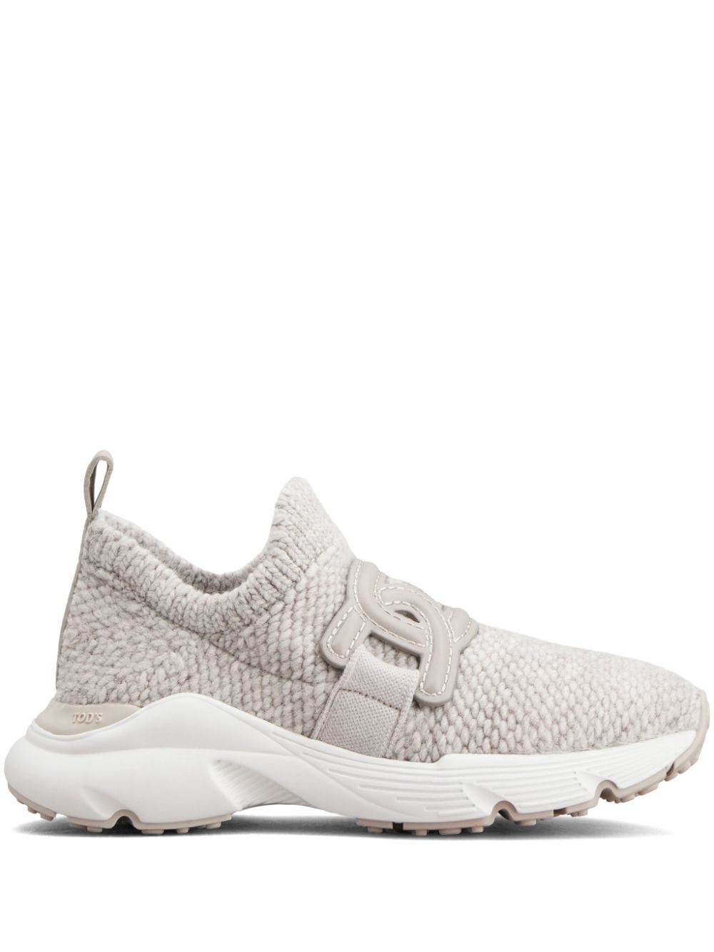 Tod's Grey Knitted Sneakers with Chain Detail image 0