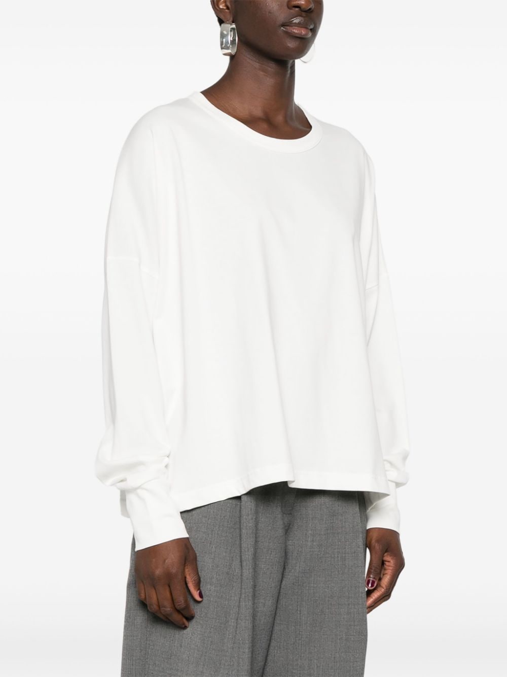 STUDIO NICHOLSON White Cotton Long Sleeve T-Shirt image 2