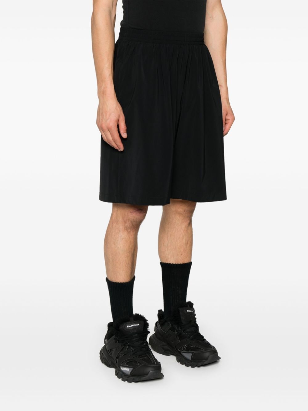 Balenciaga Black Stretch Logo Shorts image 2