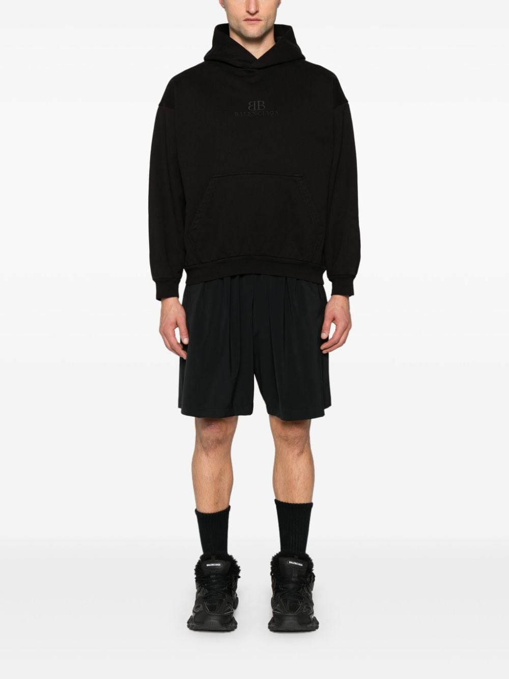 Balenciaga Black Stretch Logo Shorts image 4