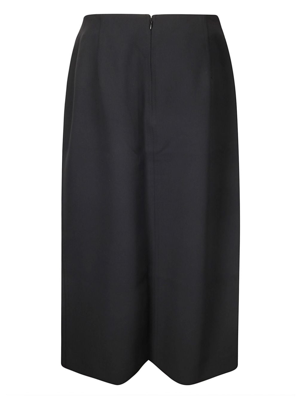 STUDIO NICHOLSON Black Wool Straight Skirt with Rear Zip image 2