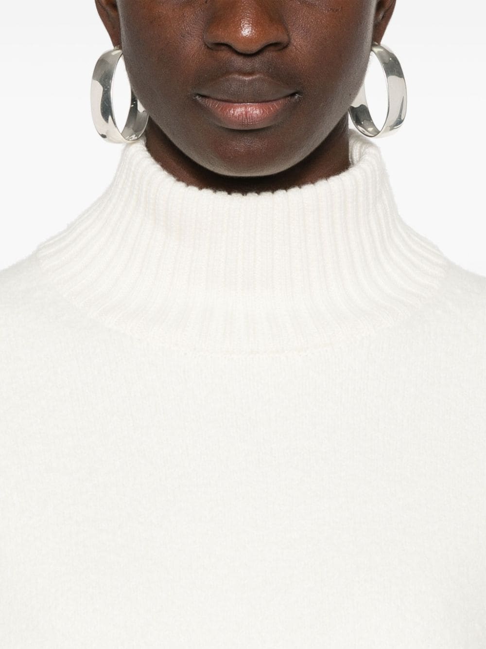 STUDIO NICHOLSON White Merino Wool Ribbed Knit Sweater image 1