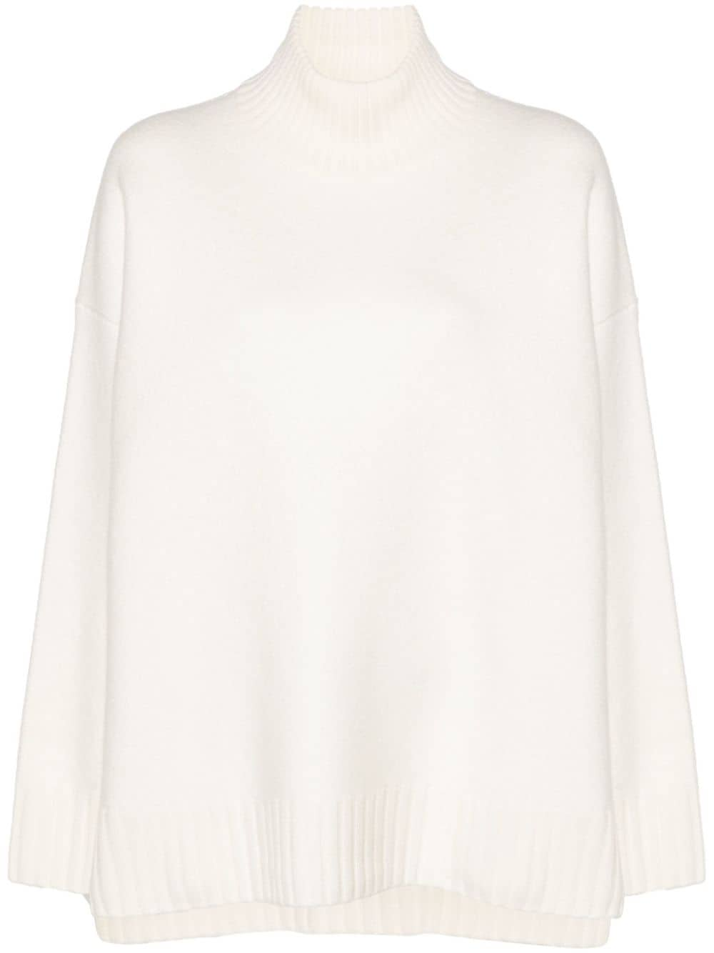 STUDIO NICHOLSON White Merino Wool Ribbed Knit Sweater image 0