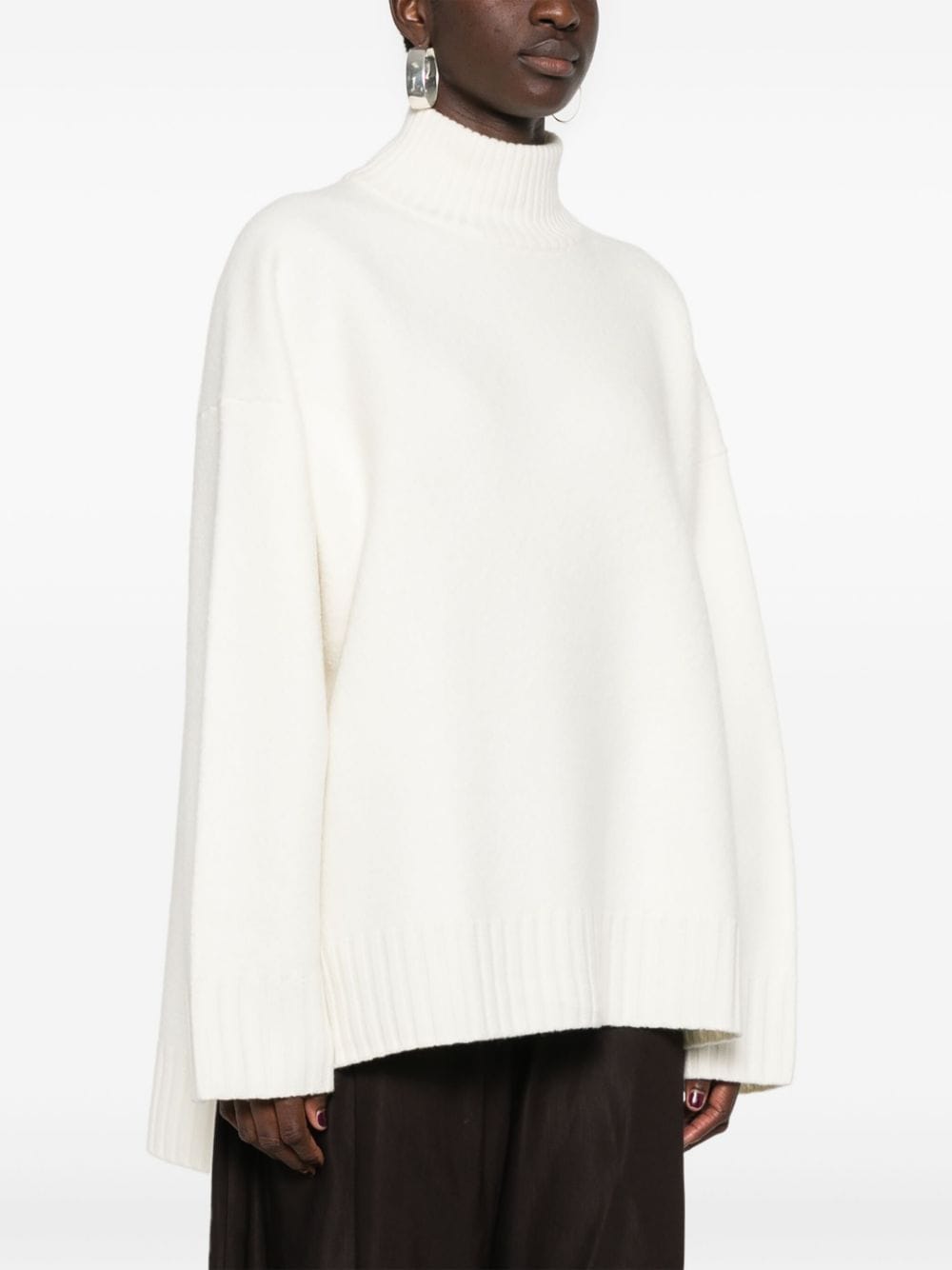 STUDIO NICHOLSON White Merino Wool Ribbed Knit Sweater image 4