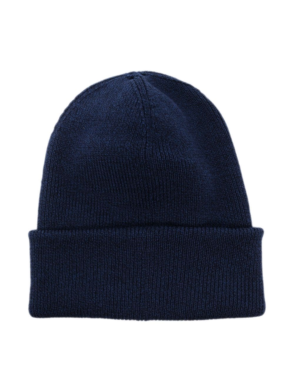 Canada Goose Ribbed Knit Wool Hat with Logo Patch - Navy Blue image 2