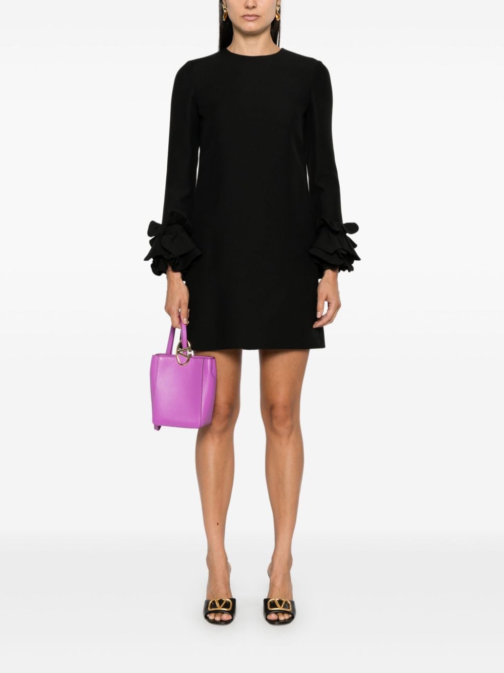 Valentino Black Wool-Silk Blend A-Line Dress image 2