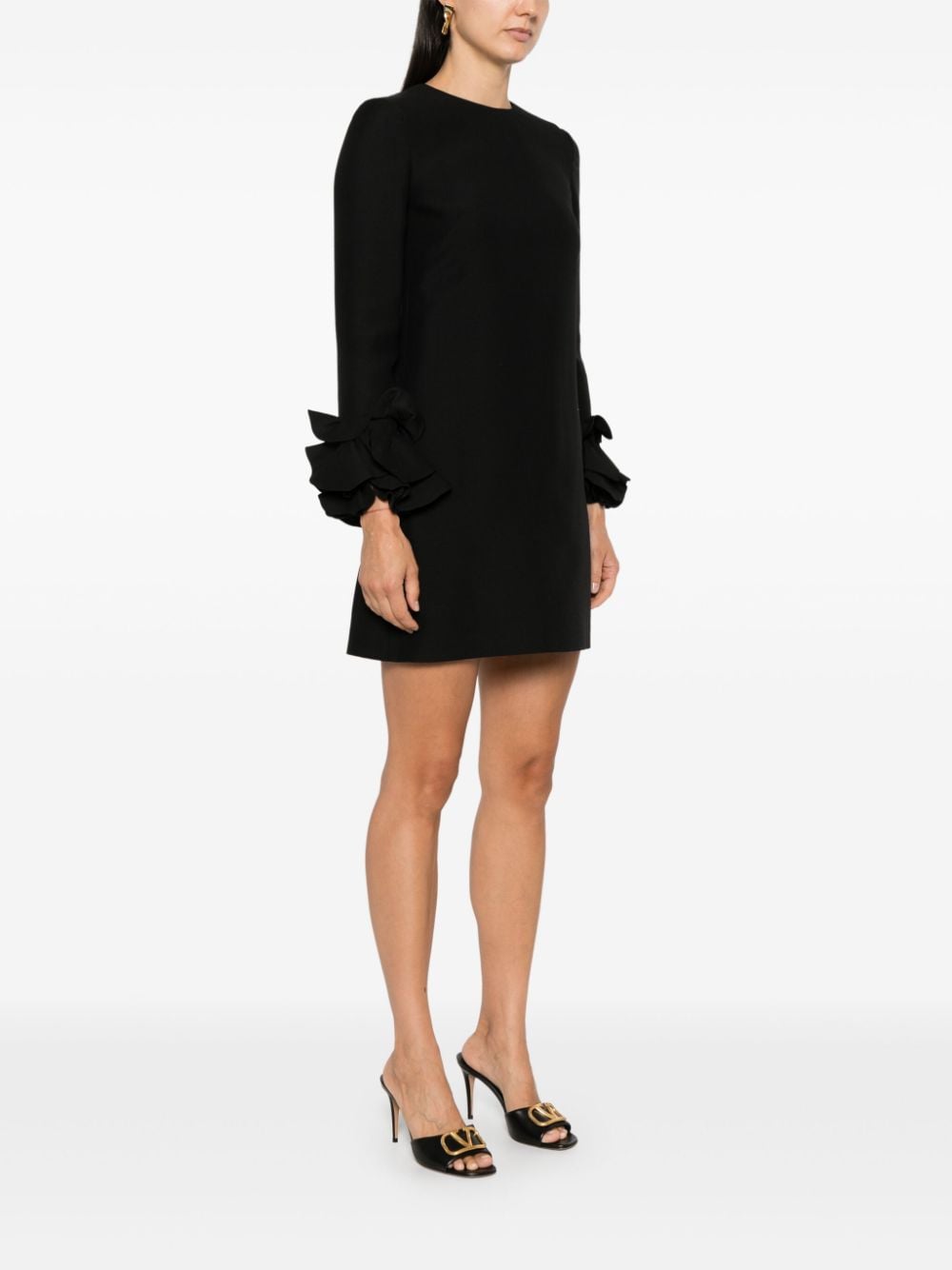 Valentino Black Wool-Silk Blend A-Line Dress image 4