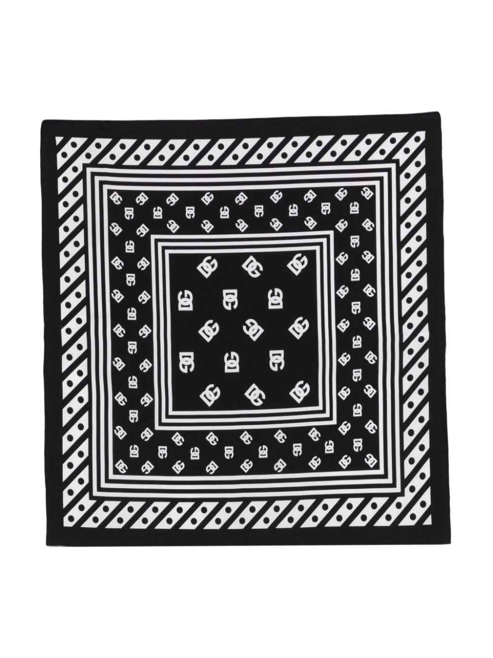 Dolce & Gabbana Black Silk Logo Print Square Scarf image 0