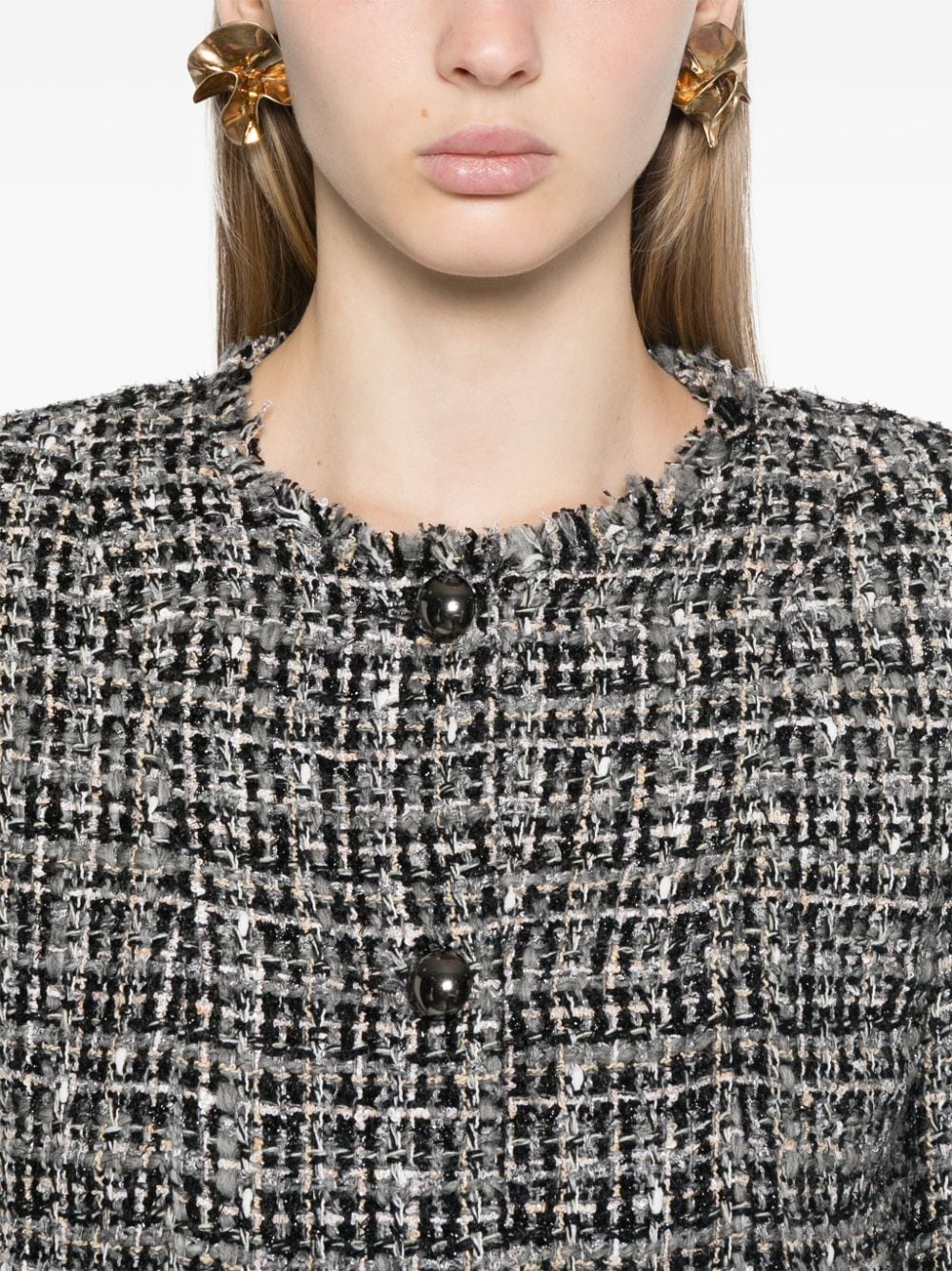 Iro Bouclé Jacket with Shoulder Pads - Grey image 3