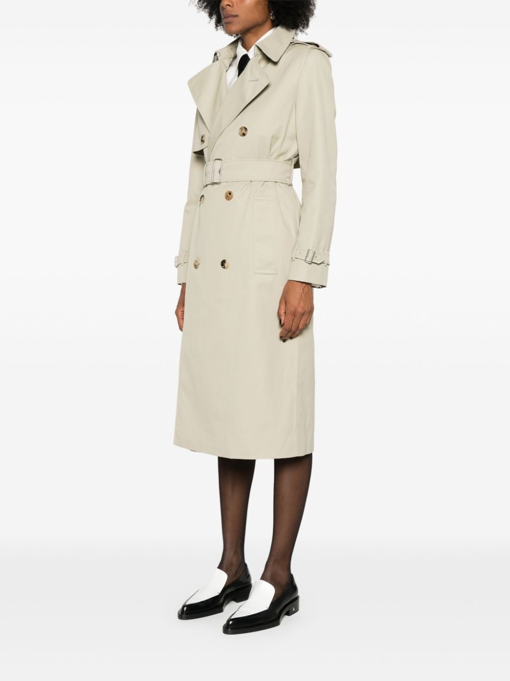 Burberry Grey Gabardine Long Coat with Vintage Check Lining image 2