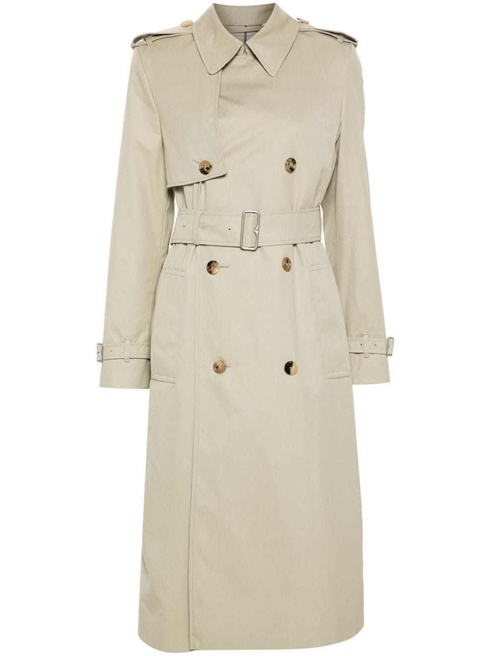 Burberry Grey Gabardine Long Coat with Vintage Check Lining image 0