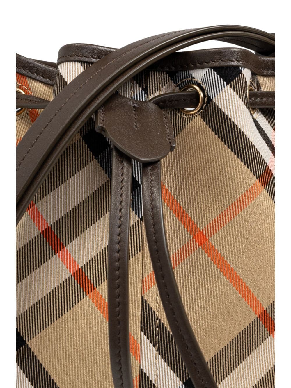 Burberry Beige Cotton Check Drawstring Bag image 1