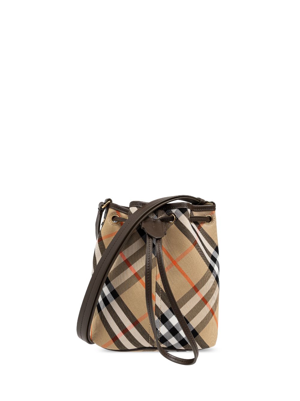 Burberry Beige Cotton Check Drawstring Bag image 0