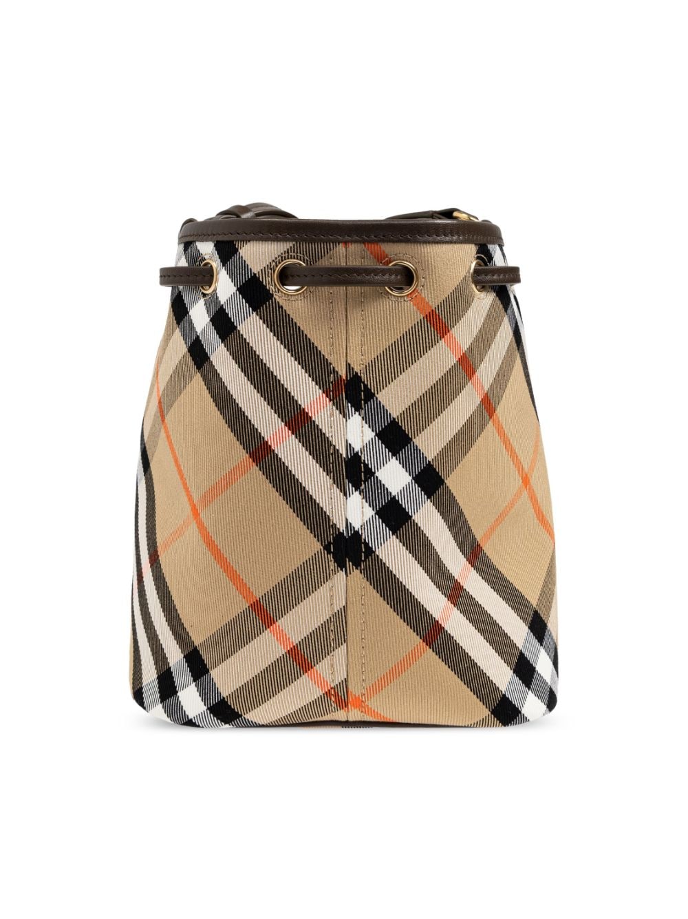 Burberry Beige Cotton Check Drawstring Bag image 2