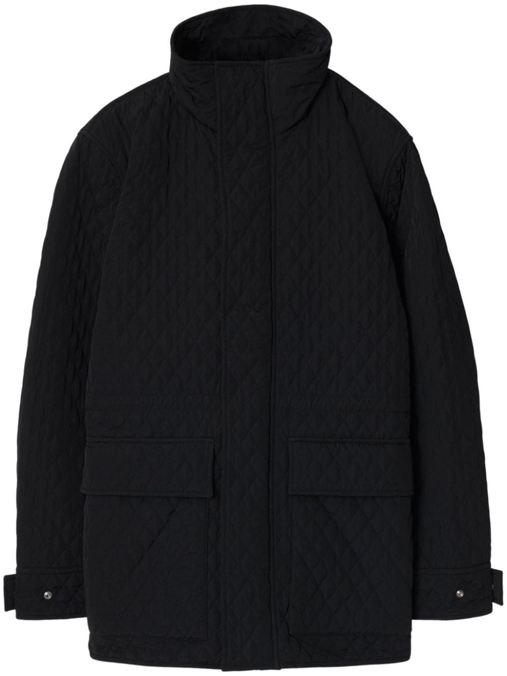 Burberry Black Diamond Quilted Jacket with Detachable Check-Print Hood image 0