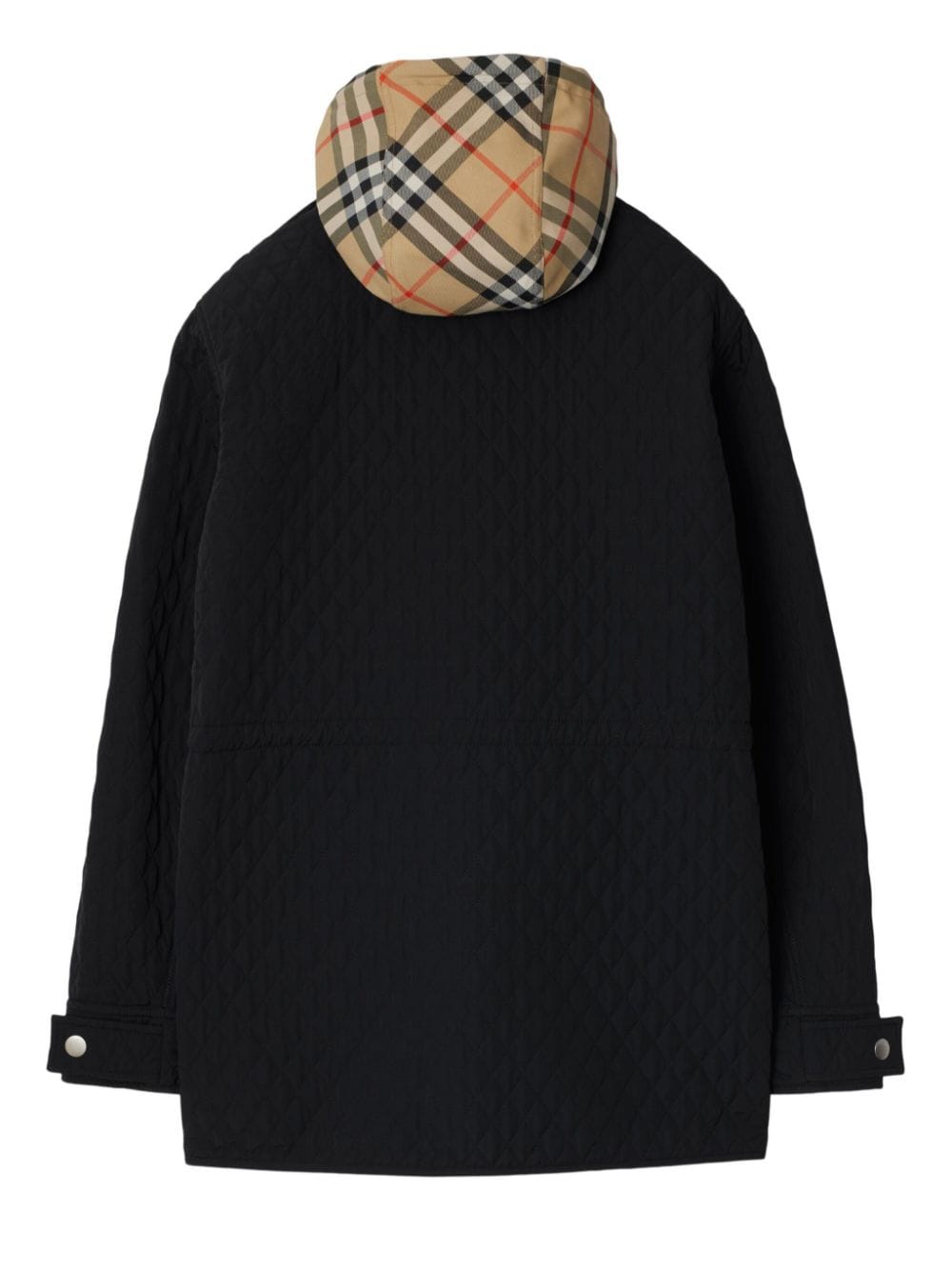 Burberry Black Diamond Quilted Jacket with Detachable Check-Print Hood image 4