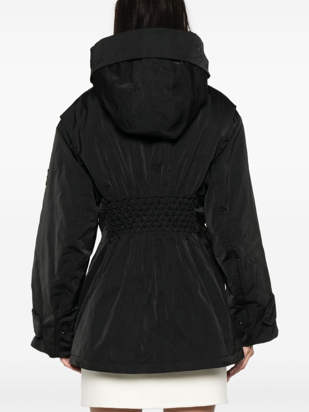 Ermanno Scervino Black Padded Embroidered Logo Coat image 2