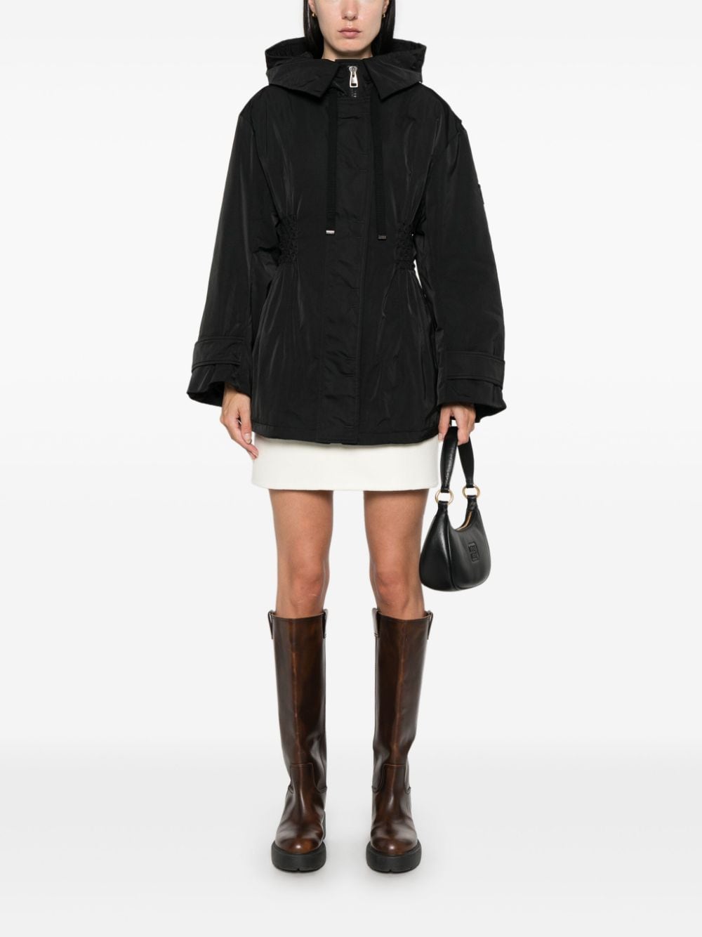 Ermanno Scervino Black Padded Embroidered Logo Coat image 3