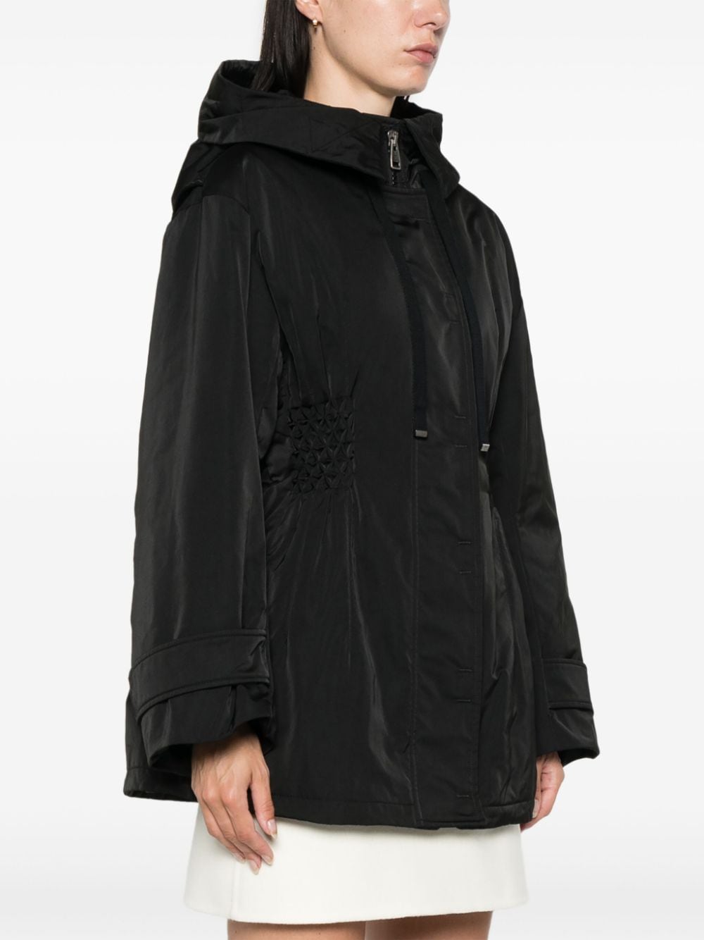 Ermanno Scervino Black Padded Embroidered Logo Coat image 4