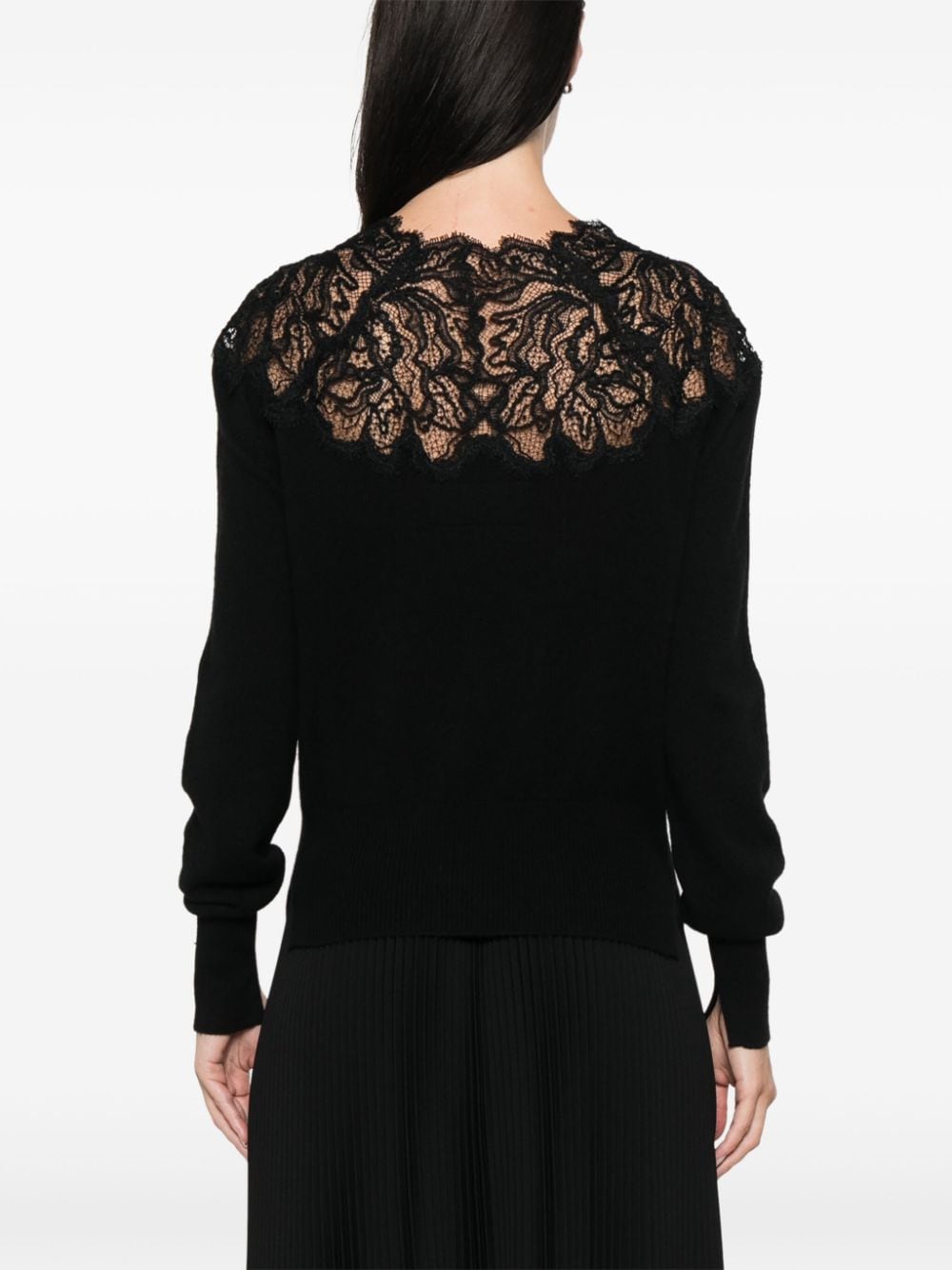 Ermanno Scervino Black Cashmere Sweater with Lace Detail image 1