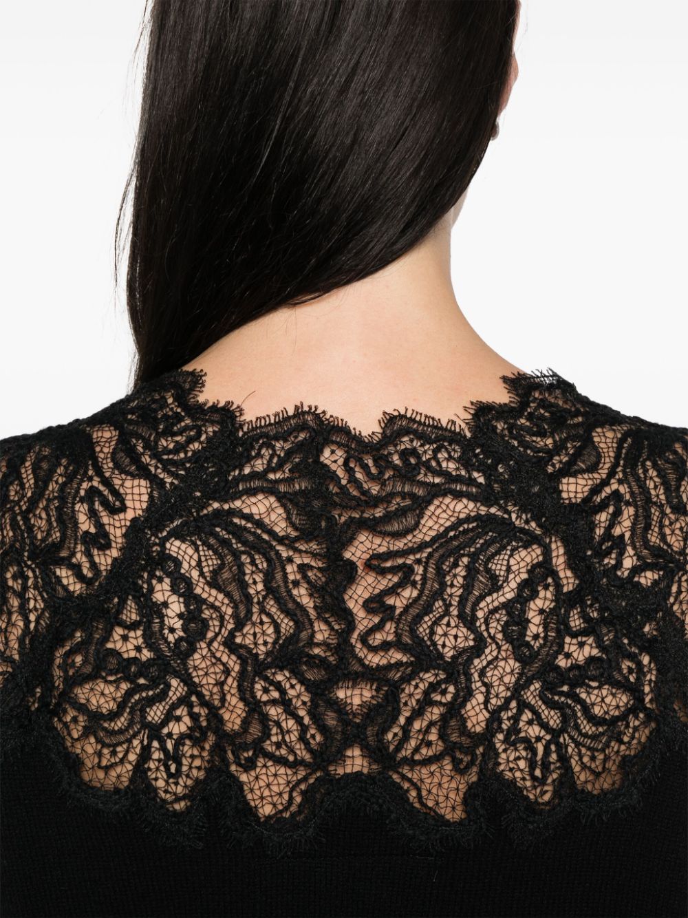 Ermanno Scervino Black Cashmere Sweater with Lace Detail image 2