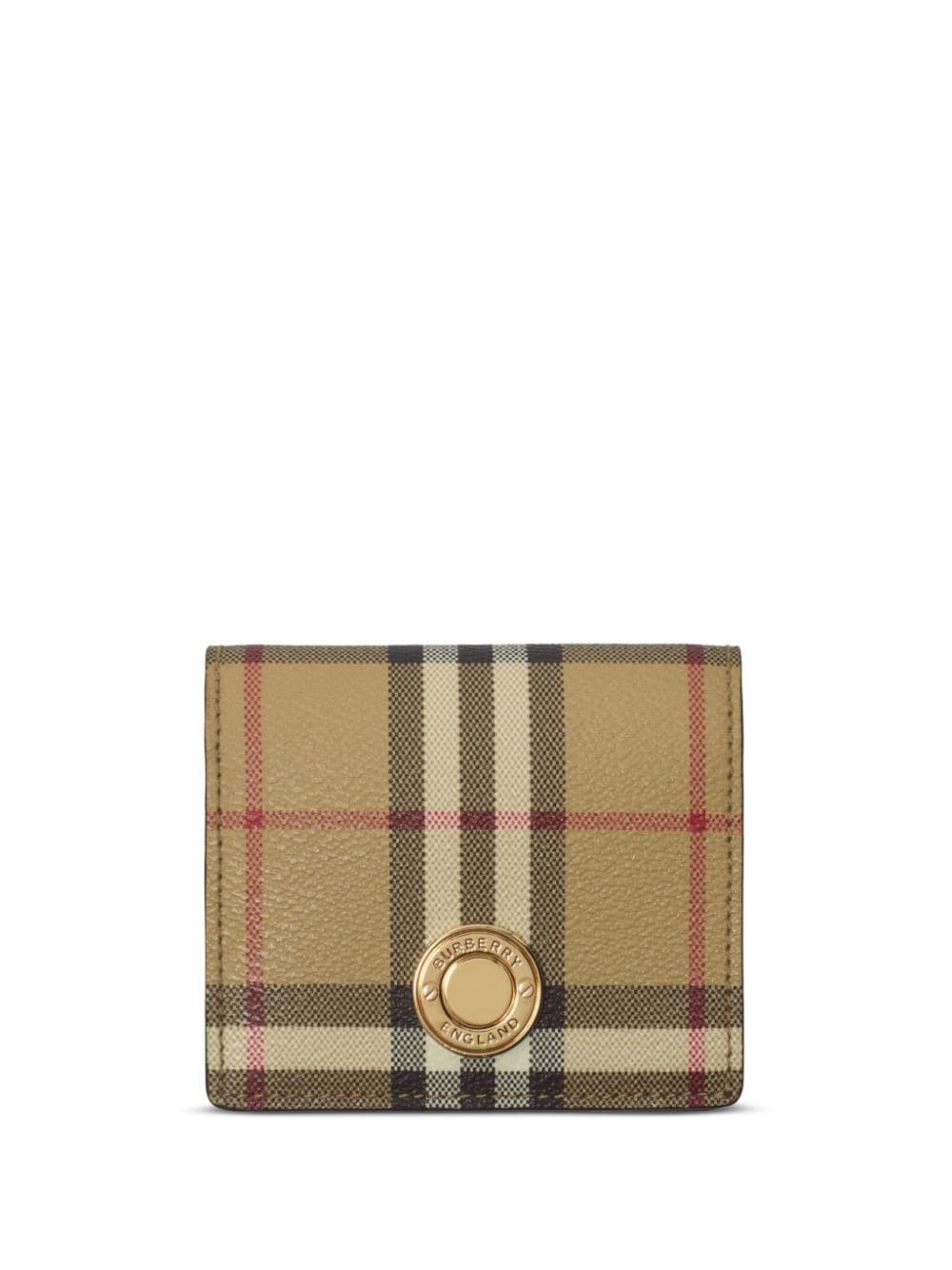 Burberry Beige Vintage Check Calfskin Bi-Fold Wallet with Gold-Tone Logo image 0