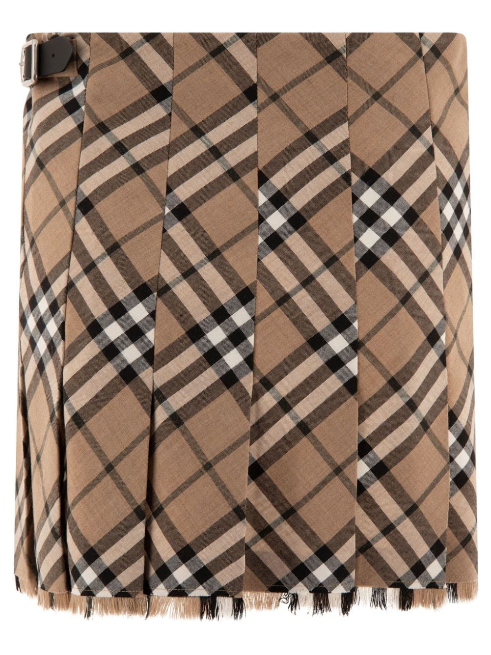 Burberry Beige Check Pleated Skirt image 3