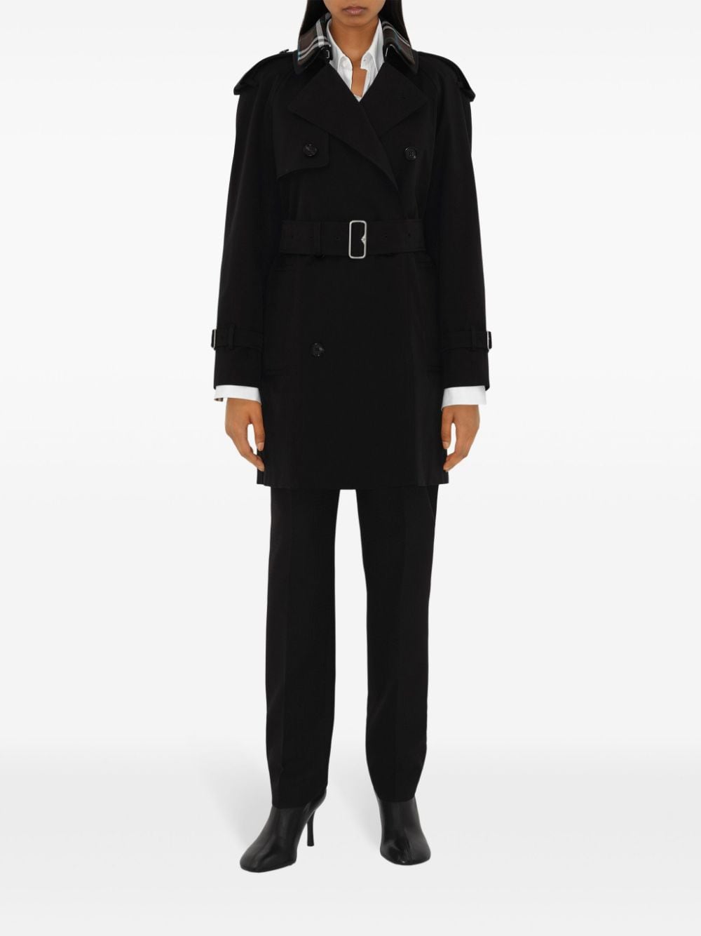 Burberry Black Cotton Gabardine Double-Breasted Coat image 4