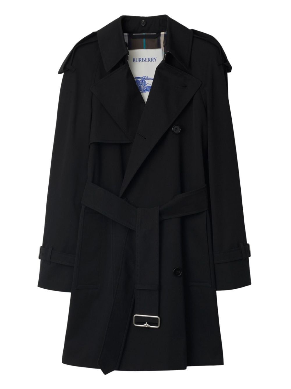 Burberry Black Cotton Gabardine Double-Breasted Coat image 5