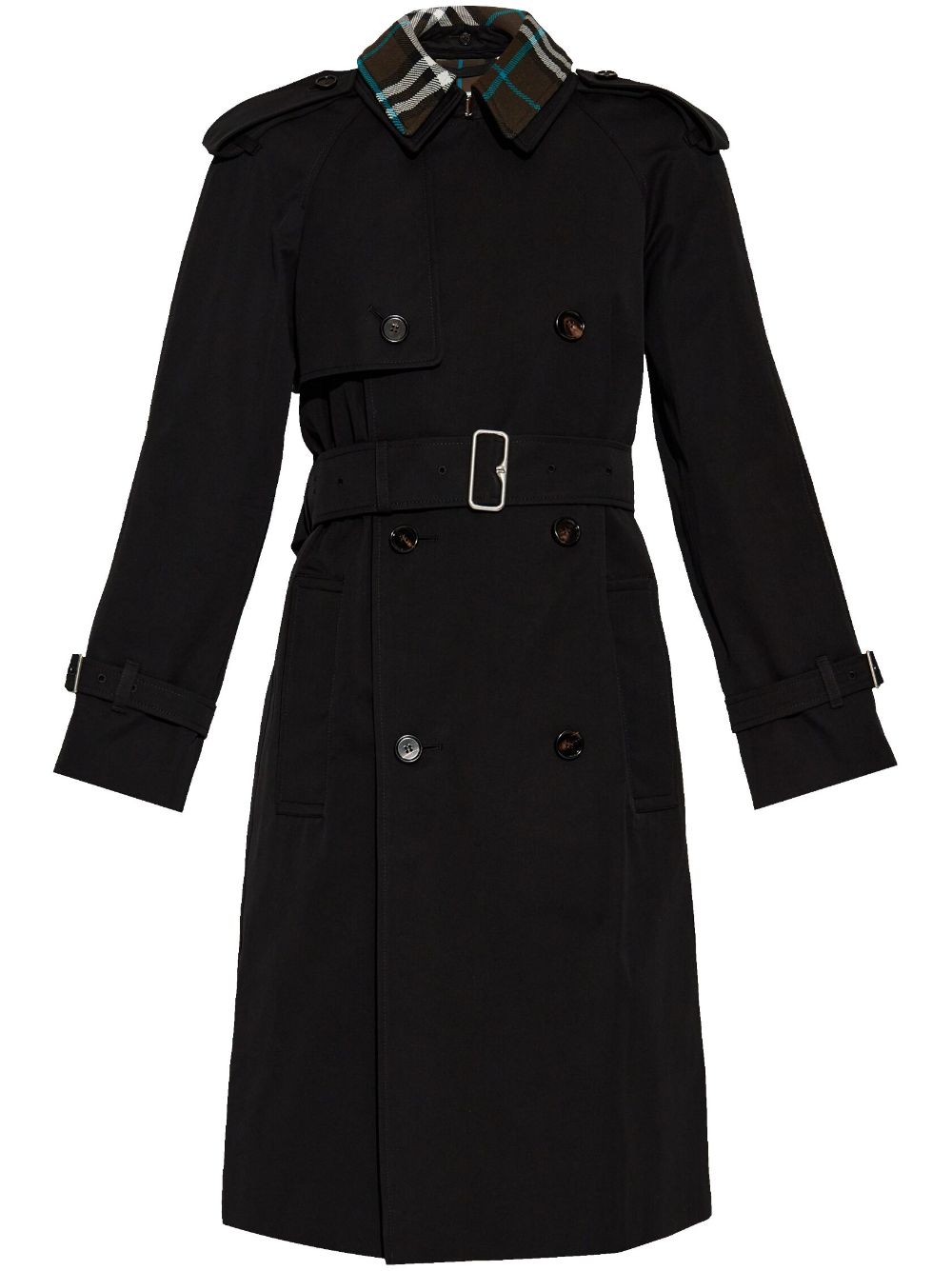 Burberry Black Cotton Double-Breasted Coat with Detachable Collar image 0