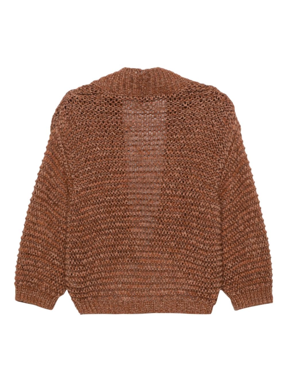 FORTE_FORTE Brown Knitted Open-Front Sweater image 1