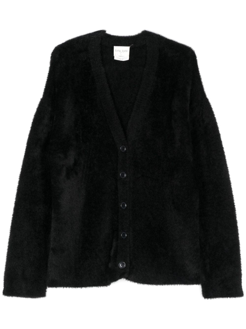 Forte Forte Black Faux Fur V-Neck Sweater image 0