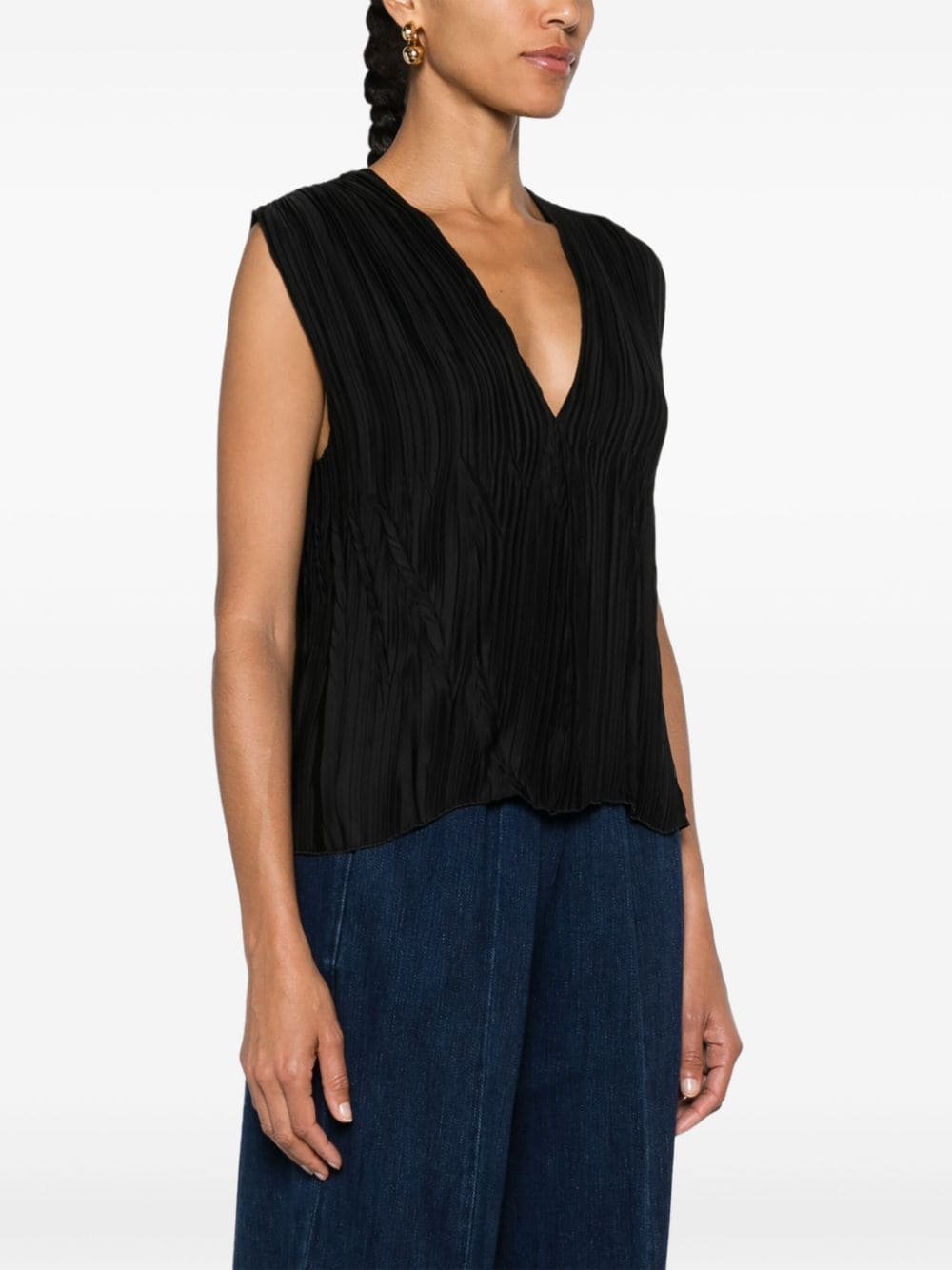 Forte Forte Black Sleeveless Pleated Top image 2