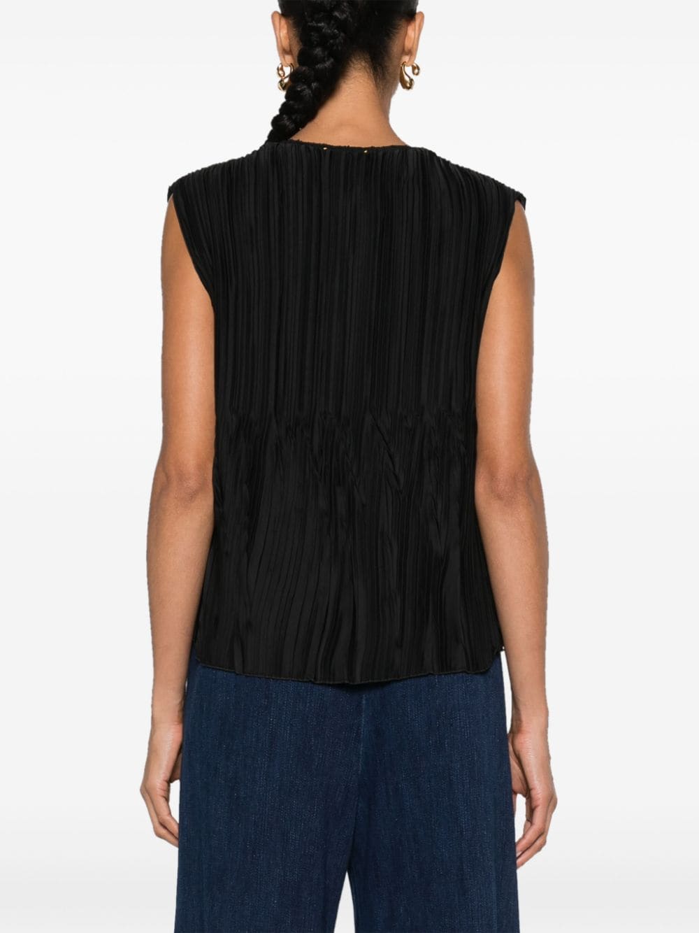 Forte Forte Black Sleeveless Pleated Top image 3