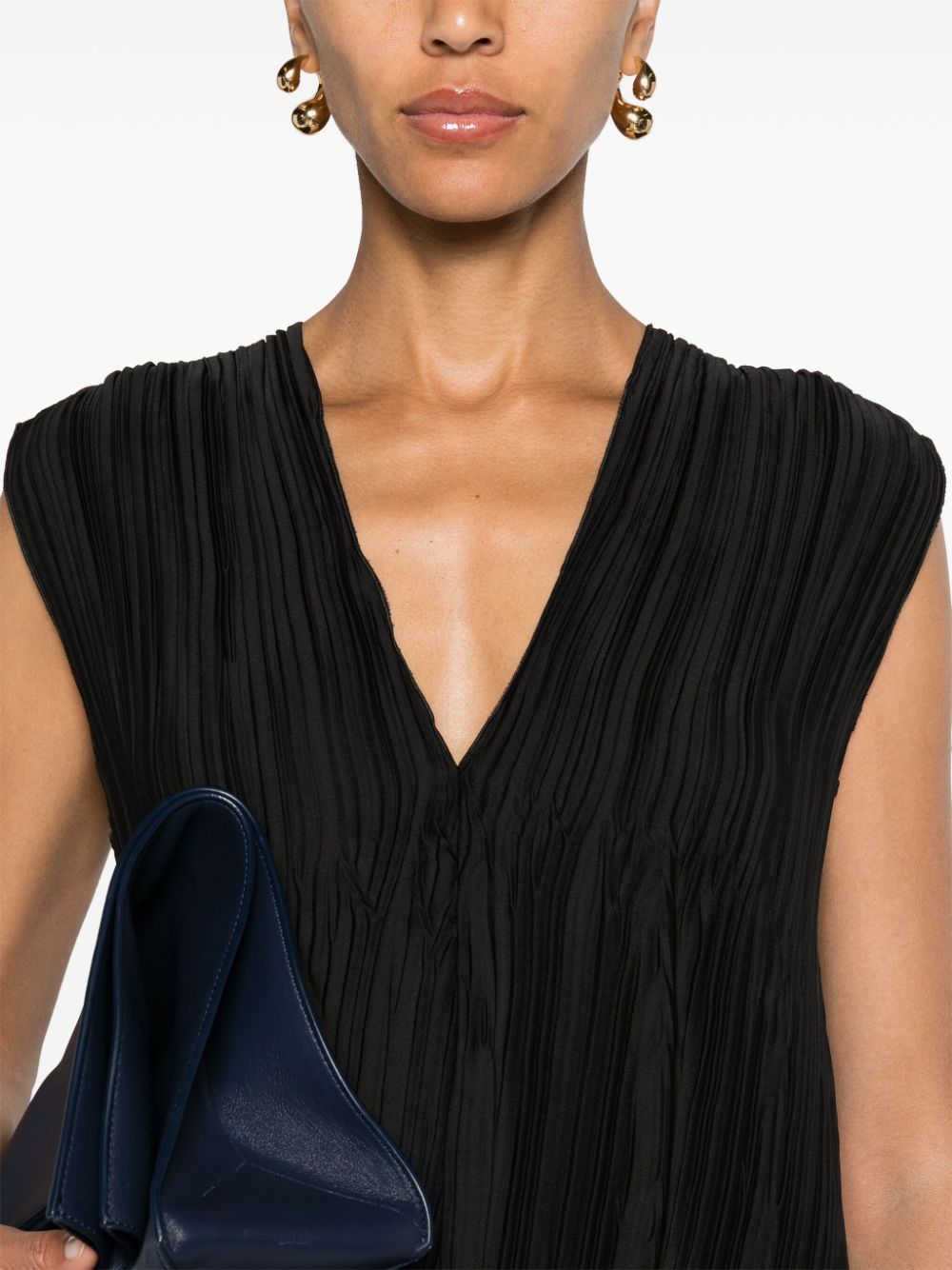 Forte Forte Black Sleeveless Pleated Top image 4