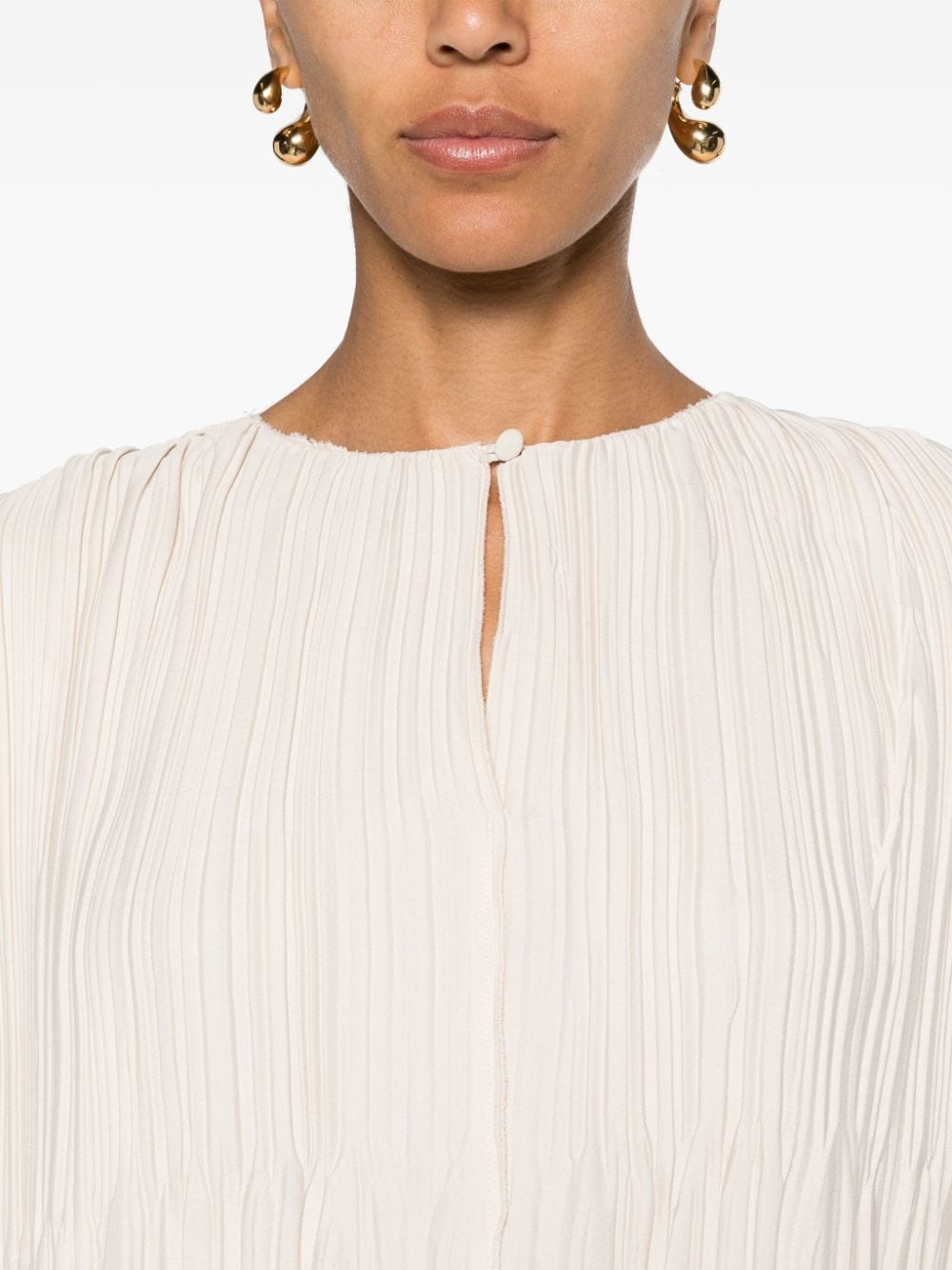 Forte Forte Ivory Pleated V-Neck Blouse image 1