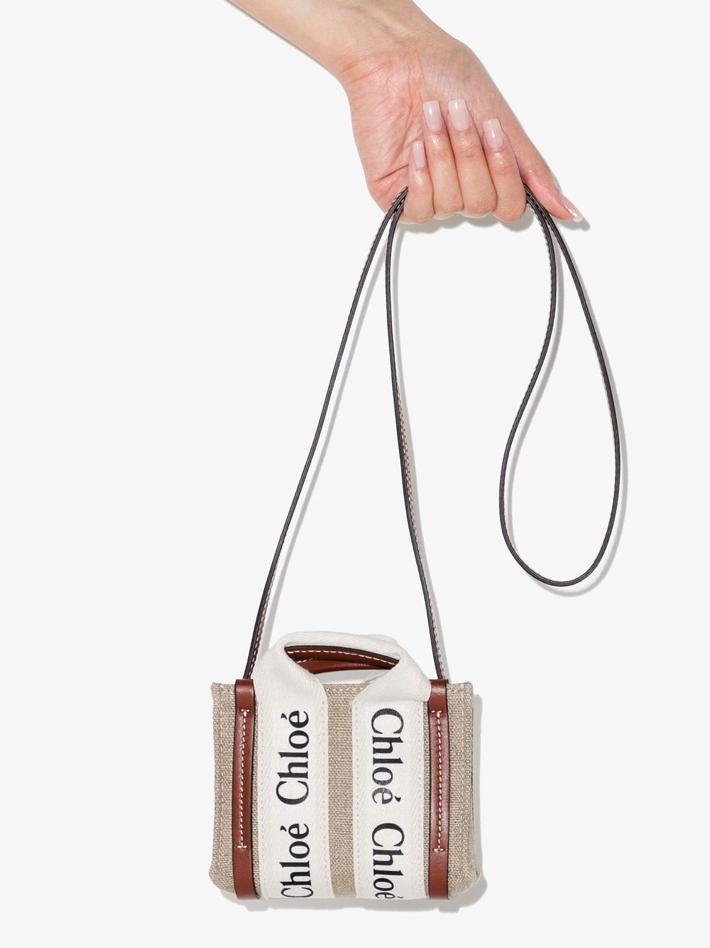 Chloé Woody Small Crossbody Bag in Brown Leather image 4