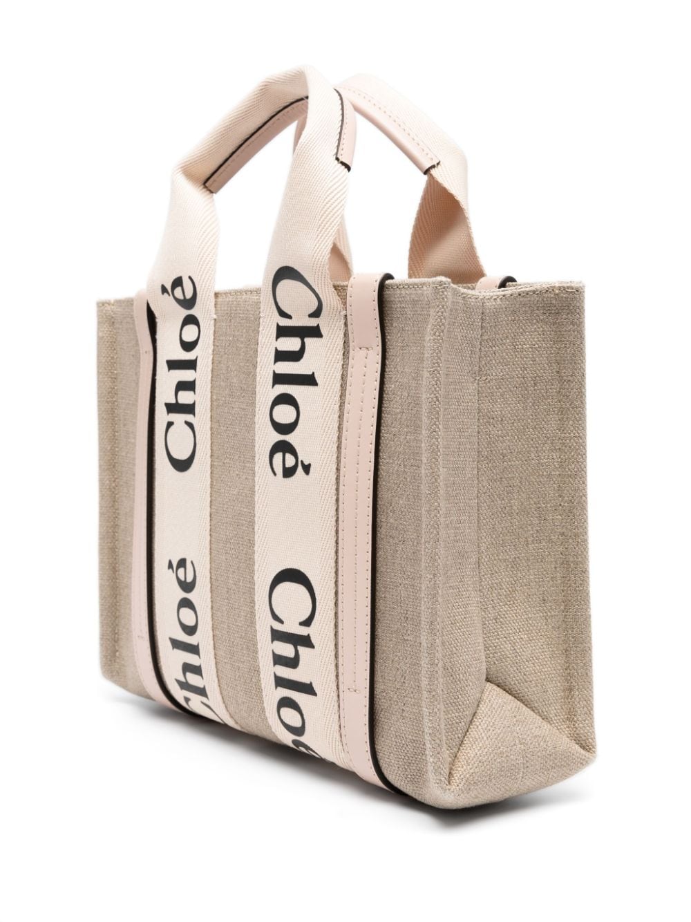 Chloé Powder Beige Linen and Flax Leather Tote Bag image 2