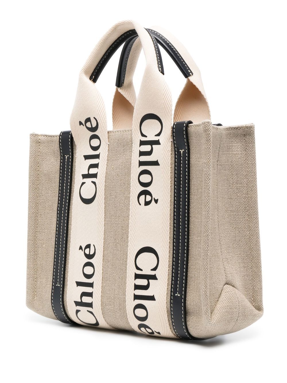 Chloé Blue Logo-Print Strap Calf Leather Tote Bag image 4