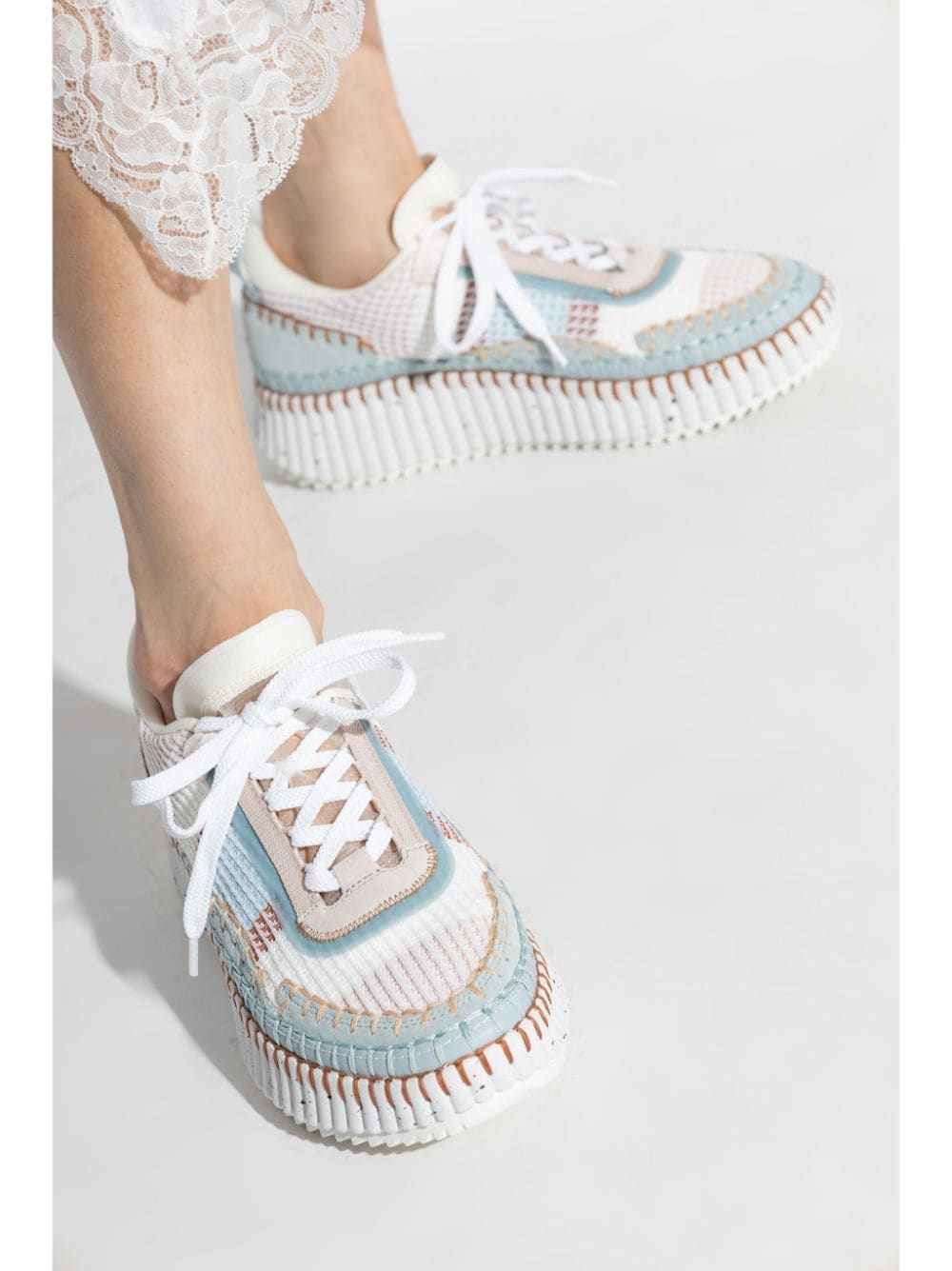 Chloè Sneakers in Clear Blue with Panelled Design image 5