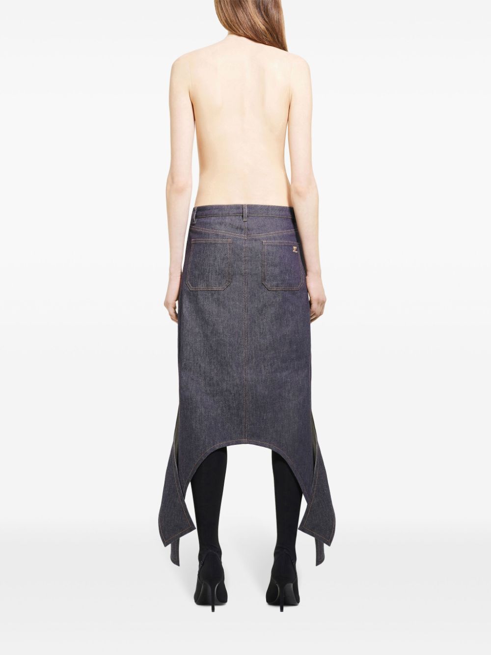 032C Courrèges Asymmetric Hem Denim Skirt - Grey image 3