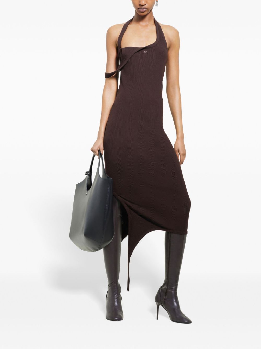 032C Courreges Asymmetric Brown Dress image 4