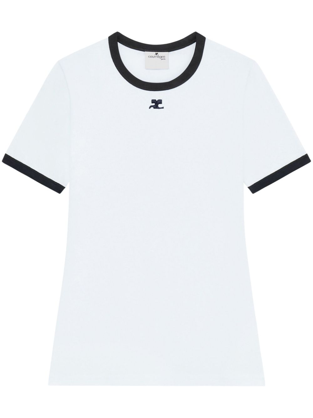 COURREGES Pre-Owned White T-Shirt with Embroidered Logo image 0