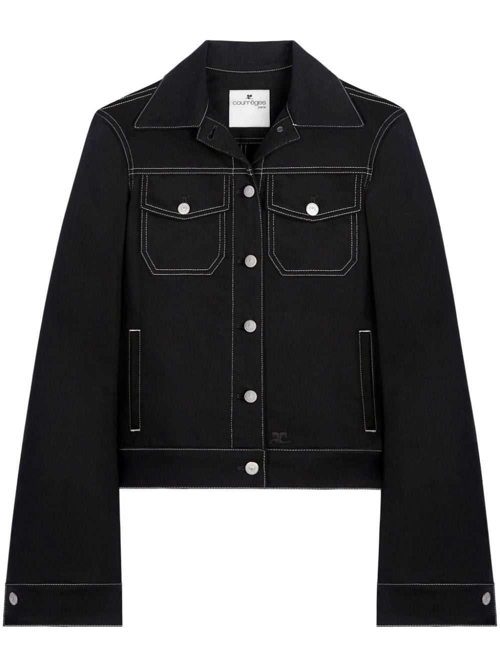 COURREGES PRE Black Cotton Blend Coat image 0