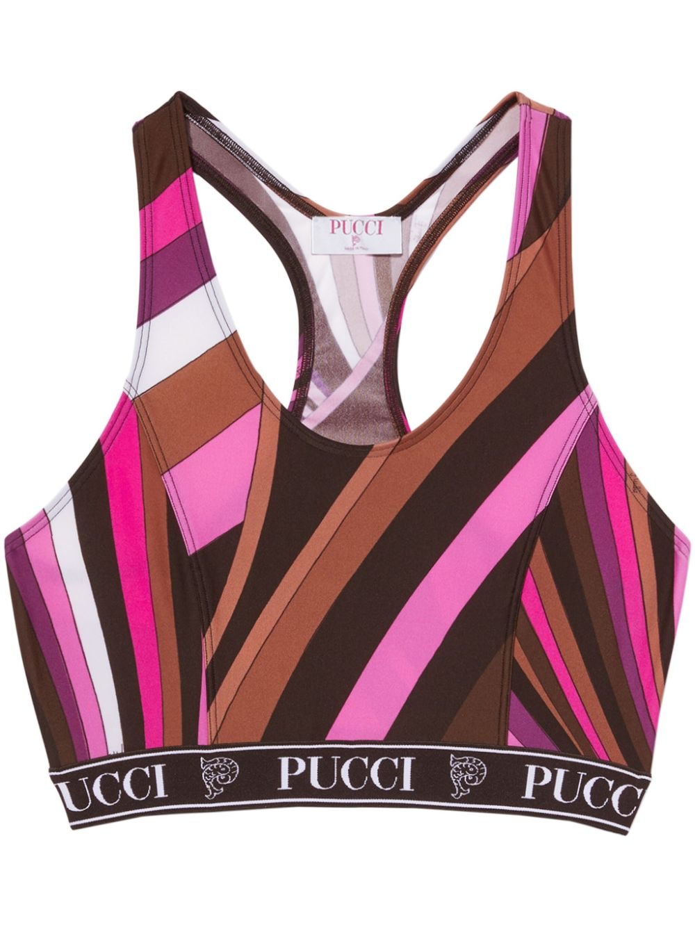 Sleekeo Pucci Abstract Print Racerback Crop Top - Fuchsia image 0