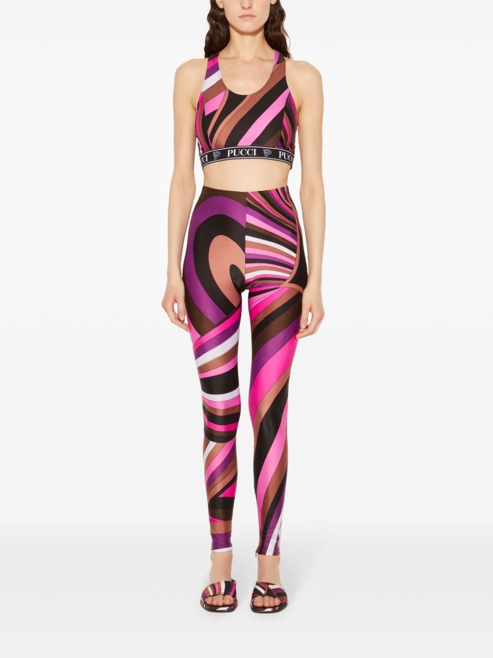 Sleekeo Pucci Abstract Print Racerback Crop Top - Fuchsia image 3